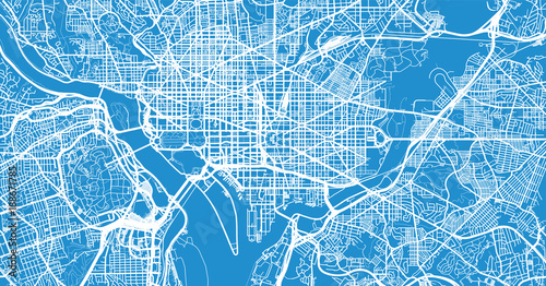 Urban vector city map of Washington D.C, USA