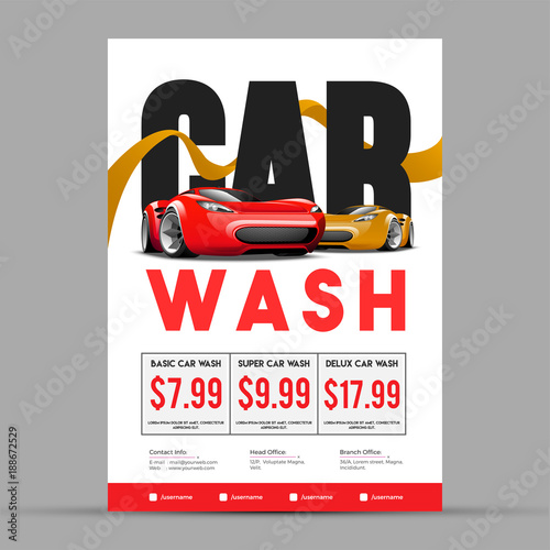 Car Wash Service Banner, Poster, Flyer or Rate Card Design for Your Business.