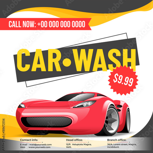 Car Wash Service Banner  Poster  Flyer or Rate Card Design for Your Business.