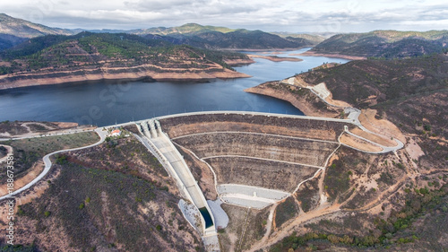 Aerial. Reservoir dam Odelouca of drinking water in Algarve region of Portugal. Monchique. photo