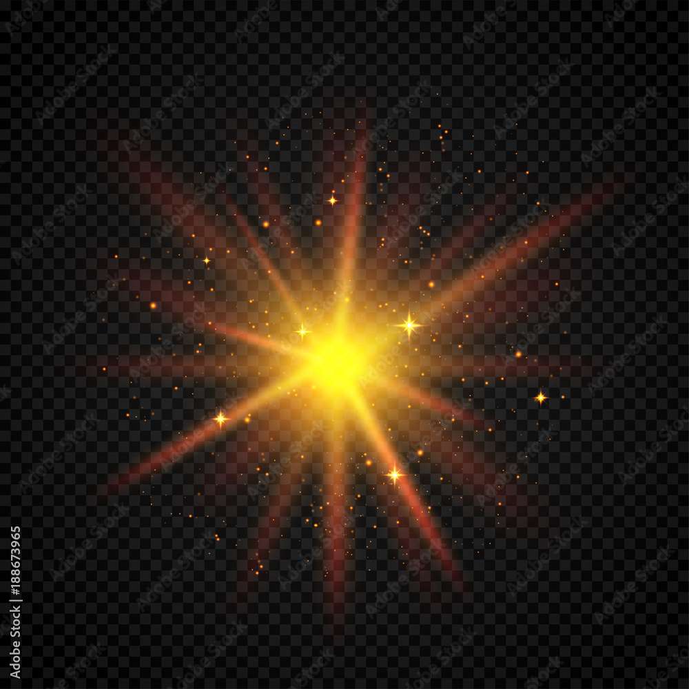 Golden effect with sparkling stardust on black background.