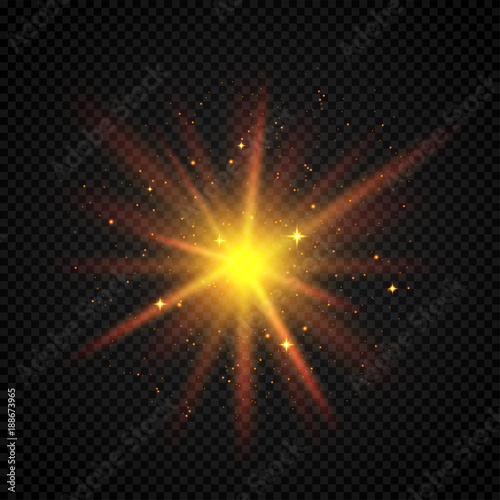 Golden effect with sparkling stardust on black background.