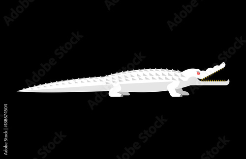Albino alligator isolated. Crocodile White Monster. Predator animal. Vector illustration