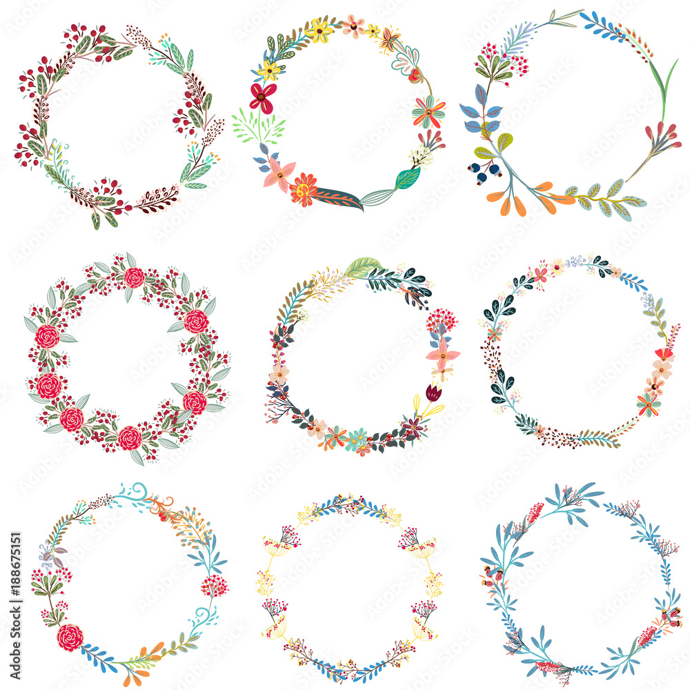 Set of vector frames from wreath Set of vector frames from wreath