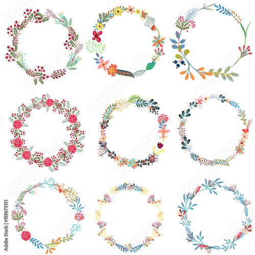 Set of vector frames from wreath