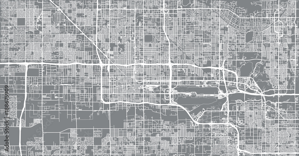 Fototapeta premium Urban vector city map of Phoenix, Arizona, USA