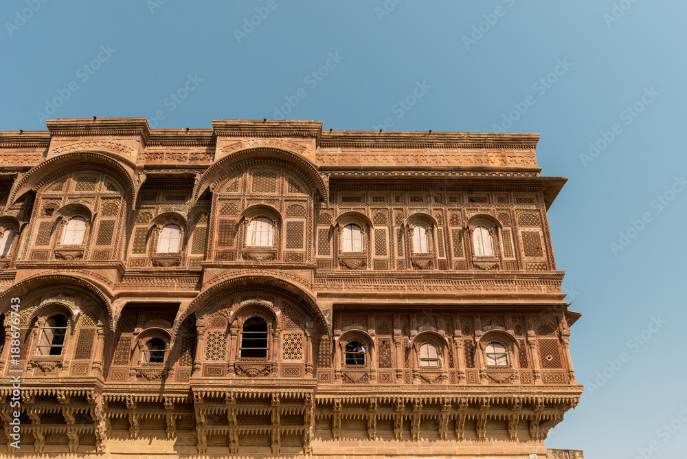 facade of Mehrangarh Fort in Jodhpur, Rajasthan