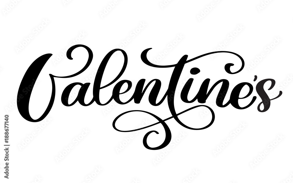 Valentines Day typography poster with handwritten calligraphy text, isolated on white background. Vector valentine Illustration