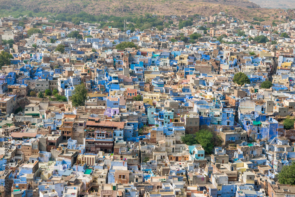 view over the blue city of Jodhpur from Mehrangarh Fort, Rajasthan