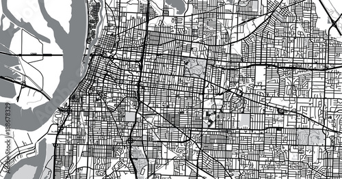 Urban vector city map of Memphis, Tennessee, USA photo