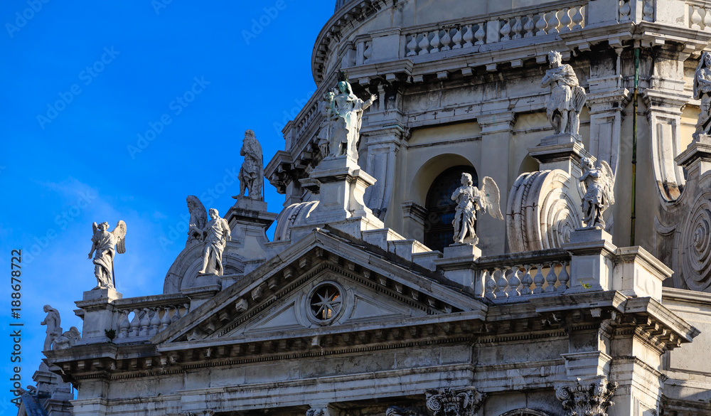 Many Ancient Statues on Venice Church Dome