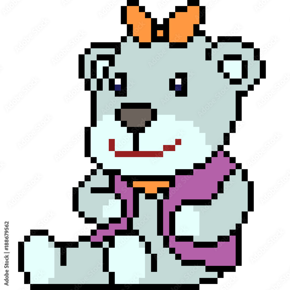 Fototapeta premium vector pixel art bear doll