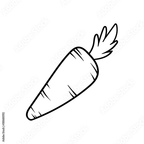 Cartoon Carrot Black Line White Background