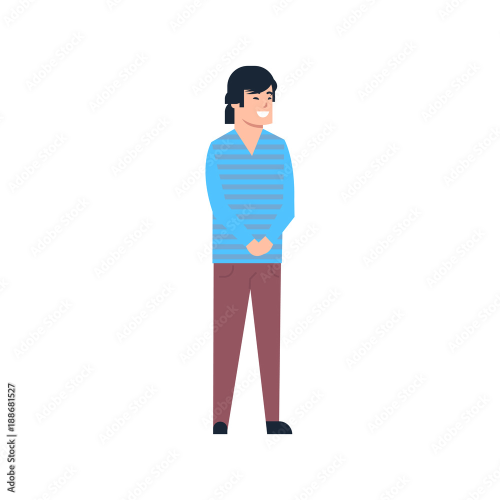 Young Asian Man Chinese Or Japanese Male Wearing Casual Clothes Full Length Isolated Vector Illustration Young Asian Man Chinese Or Japanese Male Wearing Casual Clothes Full Length Isolated Vector Illustration
