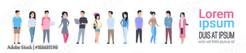 Young Asian Men And Women Icons Set Chinese Or Japanese Male And Female Full Length Isolated Vector Illustration