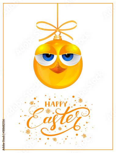 Happy Easter and funny chick