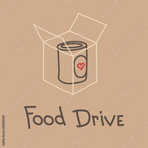Food Drive charity movement, vector illustration