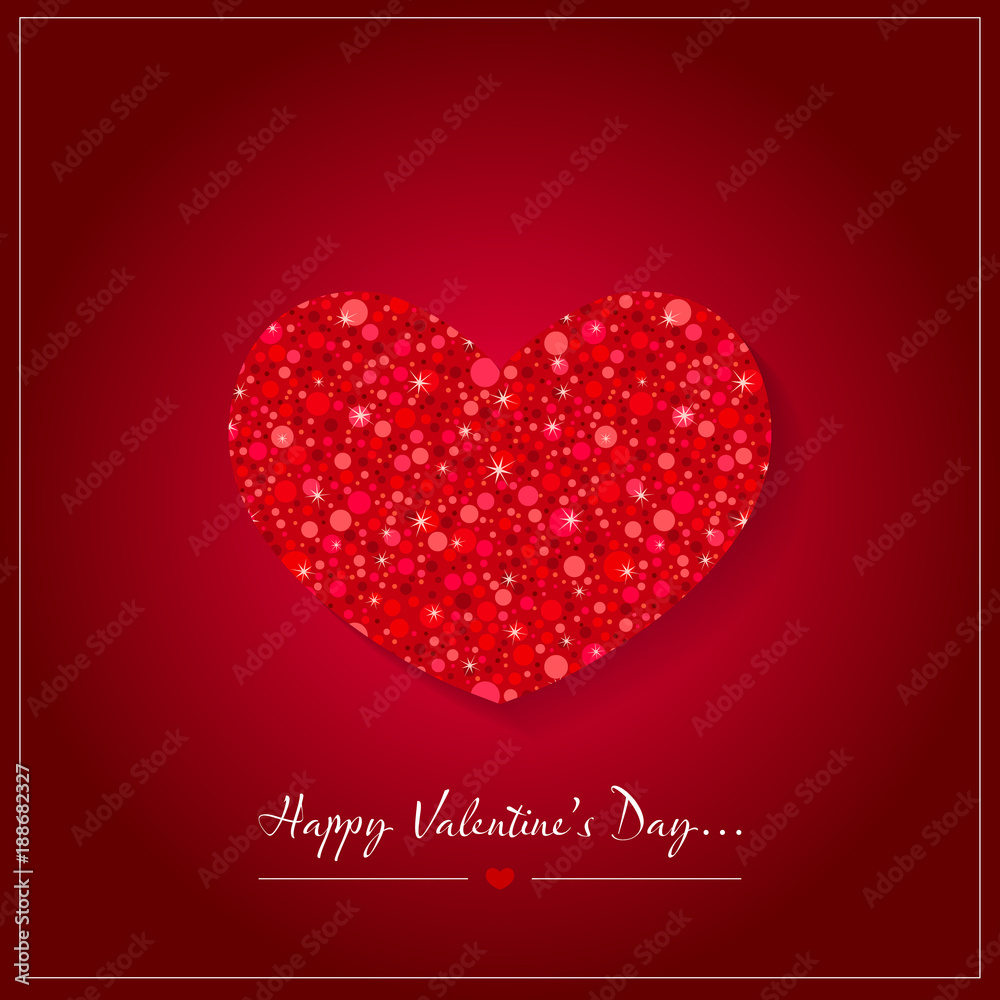 Valentines day card with glitter heart shape. Valentines day card with glitter heart shape.