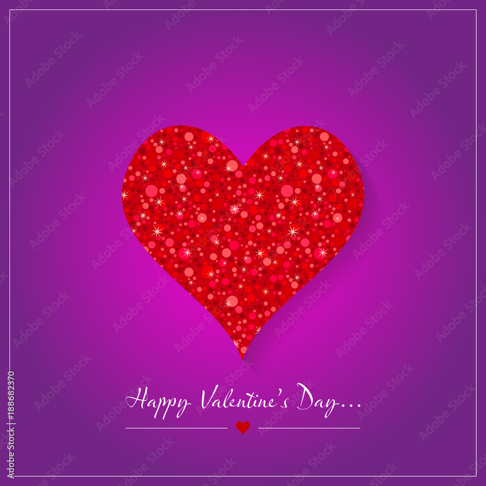Valentines day card with glitter heart shape. Valentines day card with glitter heart shape.