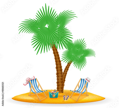 palm tree and accessories for rest stock vector illustration