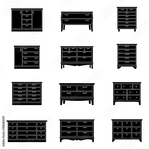 Set of chests of drawers, vector illustration