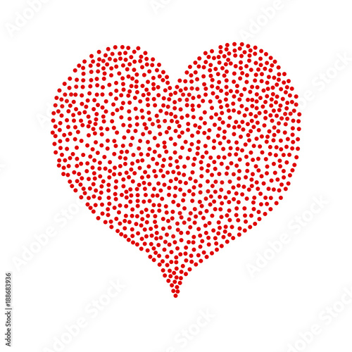 Valentine's day, Red Polka Dots heart isolated on white background