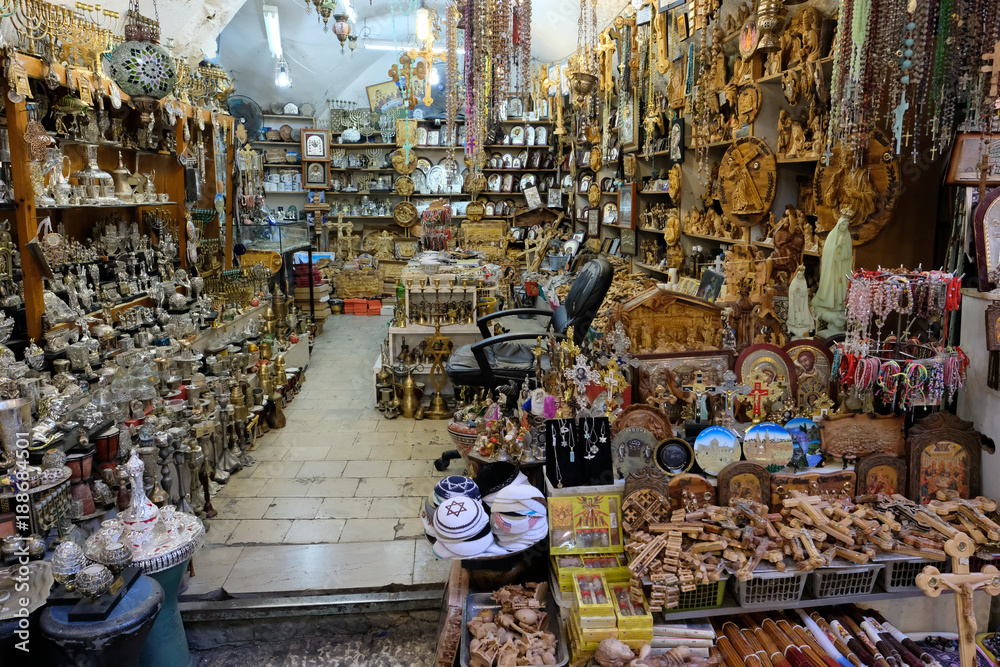 Souvenir store in Old City of Jerusalem.