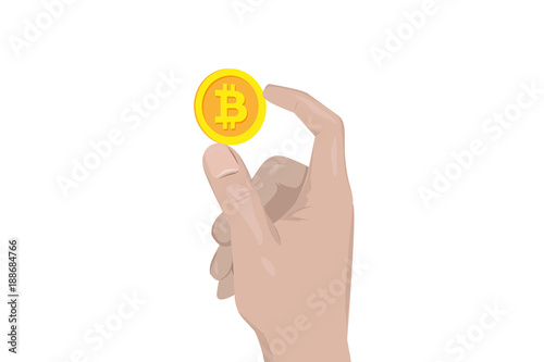Hand with bitcoin crypto currency