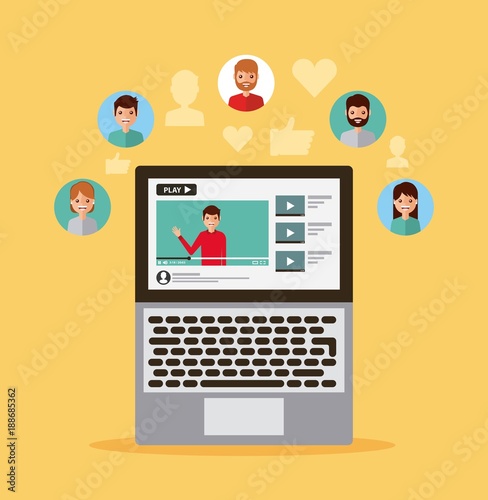 man video viral content people view like vector illustration
