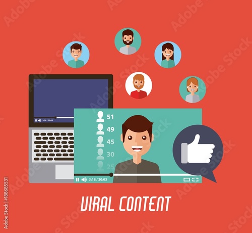 viral content mobile video like love comment vector illustration