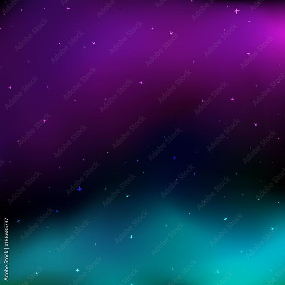 Space background with pink and sea green lights and stars Space background with pink and sea green lights and stars