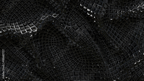 Fényképezés 3D Illustration Abstract Black Background