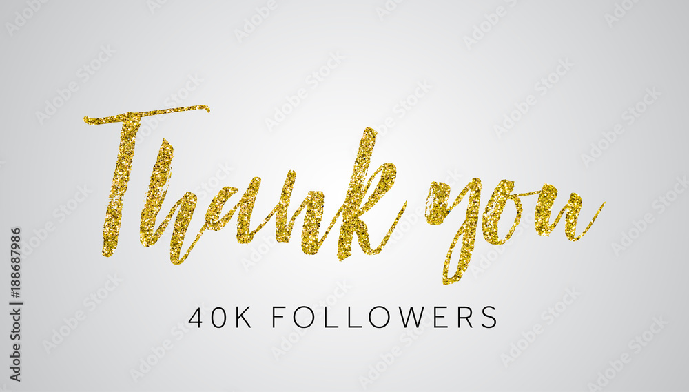 Thank you 40 thousand follwers gold glitter social media banner