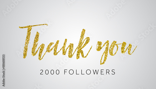 Thank you 2000 follwers gold glitter social media banner photo