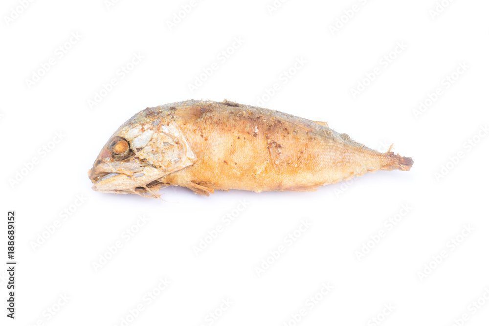 Fried mackerel isolated on white background, Thai Cuisine Fried mackerel isolated on white background, Thai Cuisine