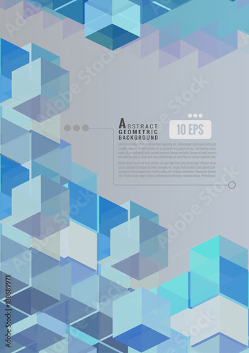 Geometric blue cube graphic with space for text BG