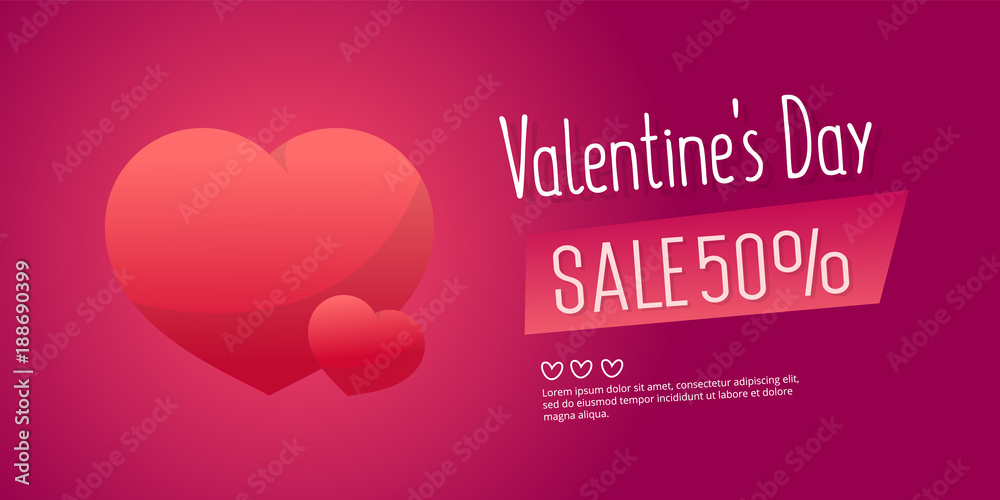 Valentine's Day Sale banner template design. 