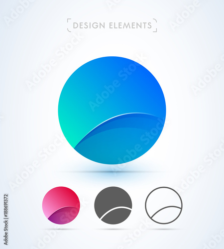 Vector abstract rounded logo template collection. Multicolored, material design, flan and line style. Modern origami letter O or bubble icon