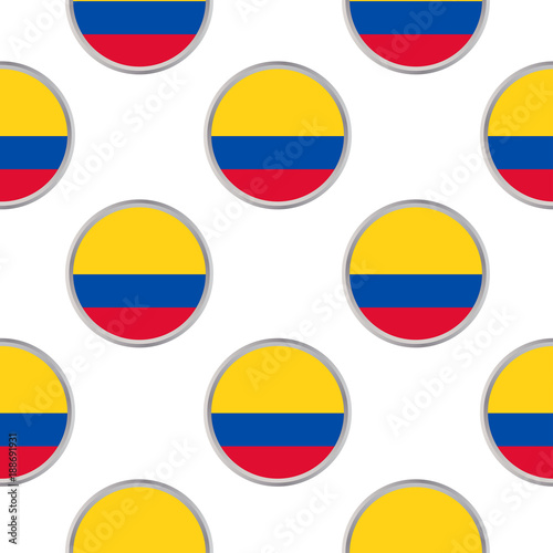 Seamless pattern from the circles with flag of Colombia.