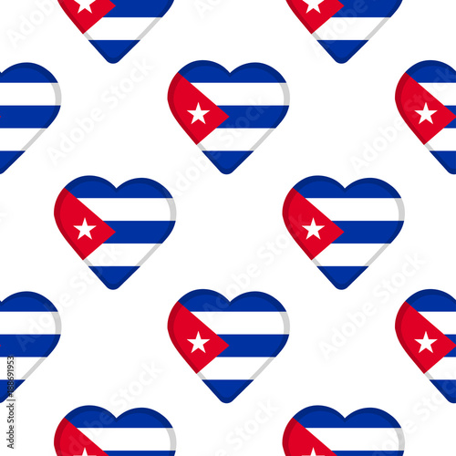 Free Download Seamless pattern from the hearts with flag of Cuba. - GFXLoad