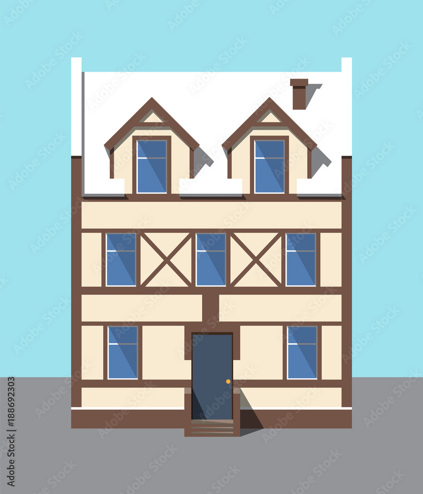 Building Covered with Snow Vector Illustration Building Covered with Snow Vector Illustration