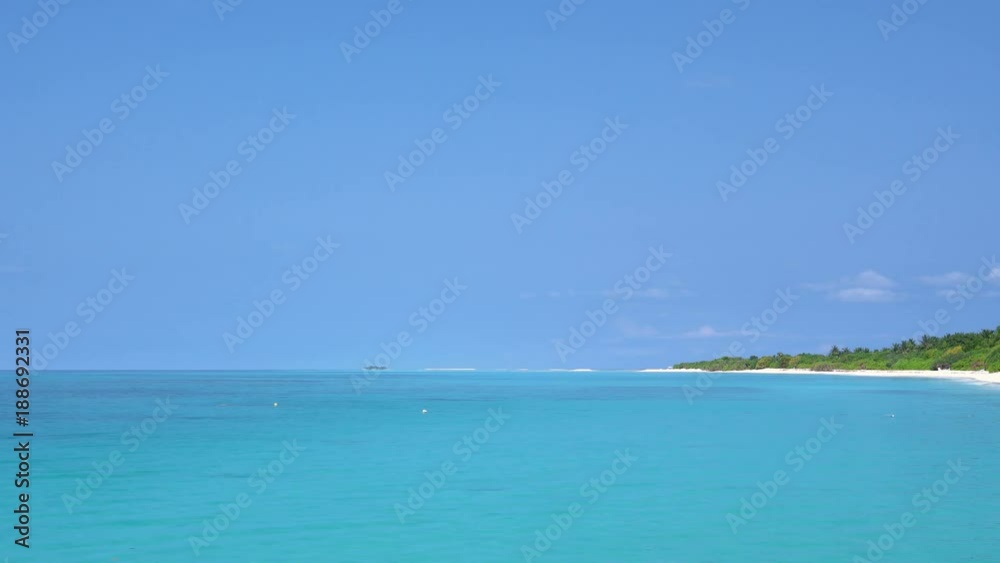 Perfect wild sandy Maldives beach with turquoise sea view, nobody Perfect wild sandy Maldives beach with turquoise sea view, nobody