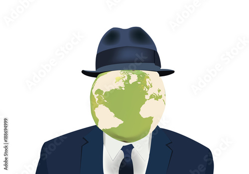 figura maschile trasparente con il cappello e mela verde