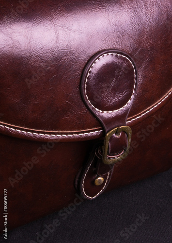 fittings on the leather hand bag