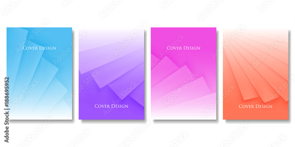 Set of Vector Geometric Colorful Templates. Abstract Three Dimensional Pleated Paper Texture with Gradient Effect. Applicable for Web Background, Banners, Posters and Fliers.