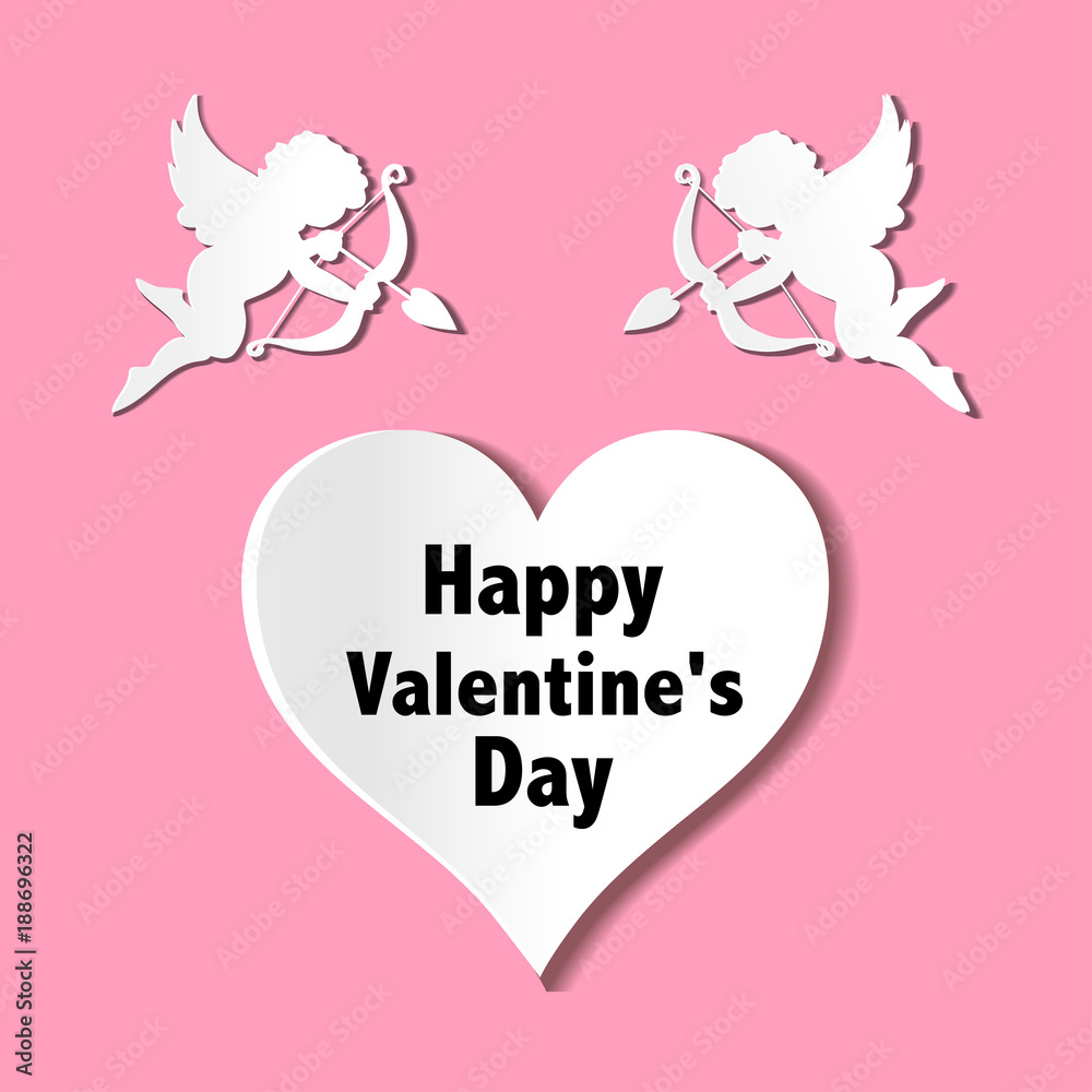 valentines day cards with ornaments, hearts, angel and arrow