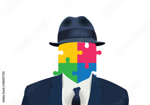 sagoma persona maschile faccia puzzle