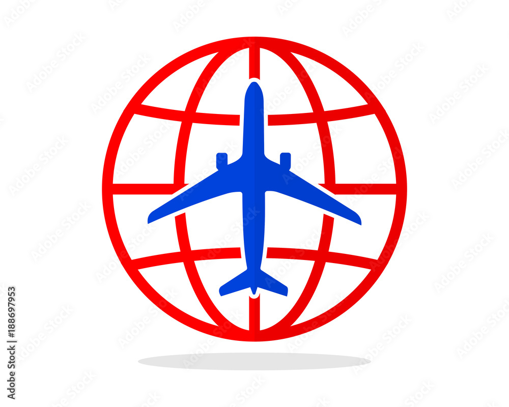 Fototapeta premium globe plane airport flight airline airway image symbol icon