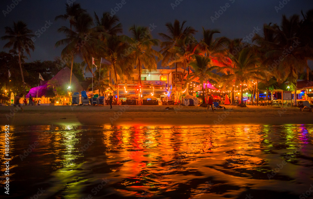 Night time (and party time) along Cabarete, a beautiful beach of the