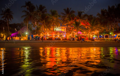 Night time  and party time  along Cabarete  a beautiful beach of the Dominican Republic